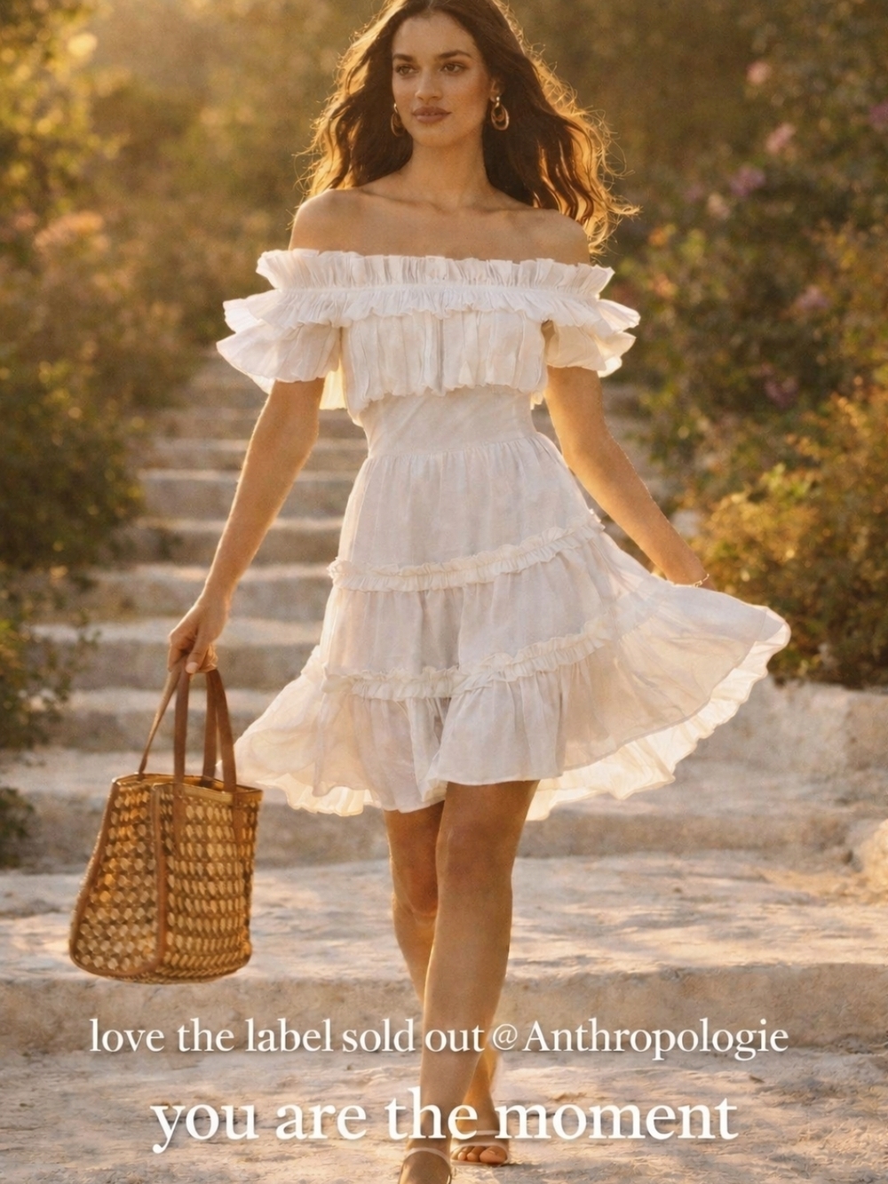 Anthropologie Love The Label White Cottagecore Puff Sleeve Dress S
